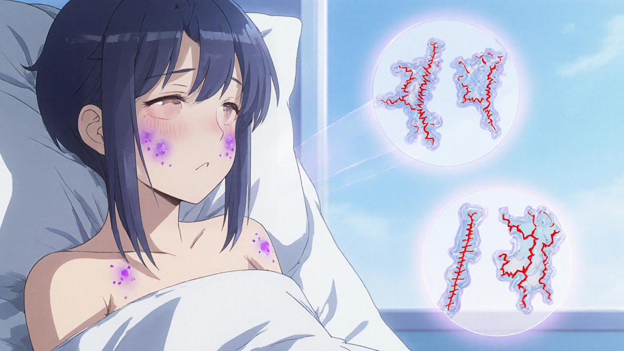 Patient with persistent lesions and floating mutation diagrams.