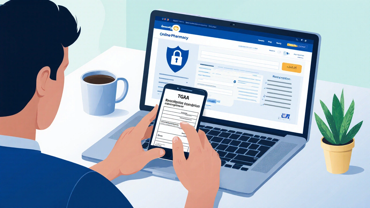Person uploading a prescription image to a secure online pharmacy website on a laptop.