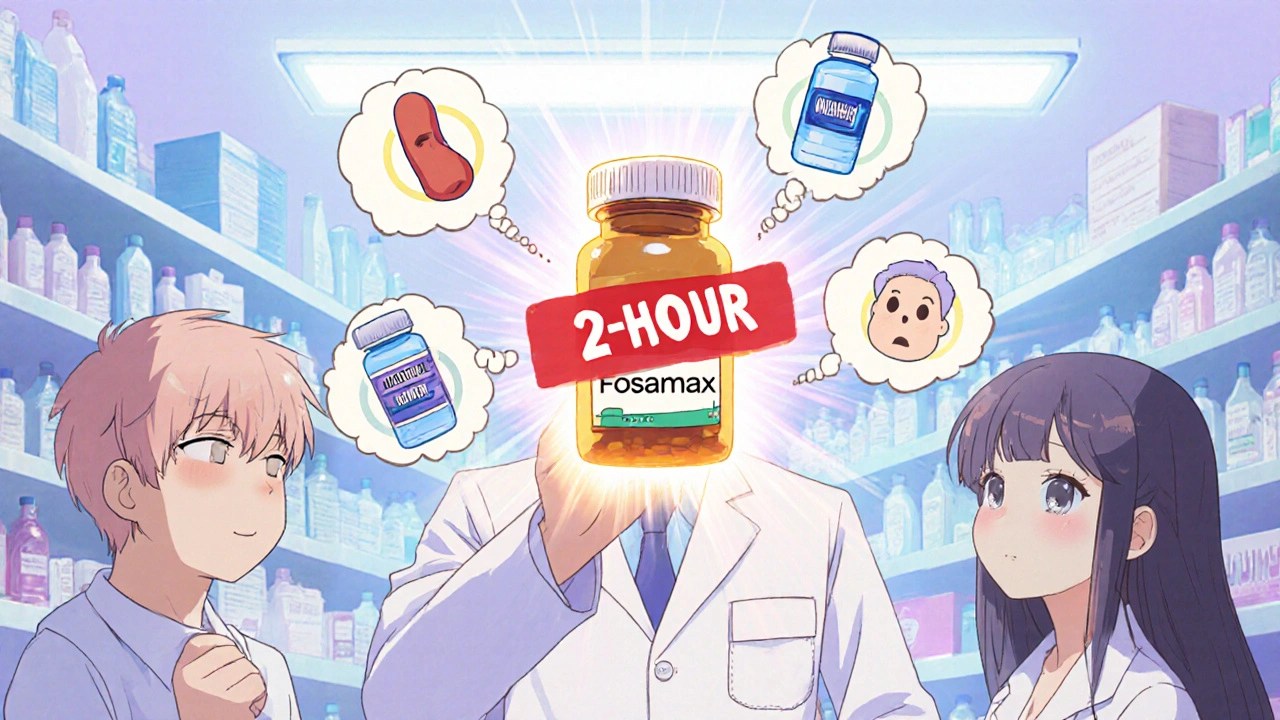 Pharmacist using a magical barrier to separate osteoporosis medication from magnesium products.