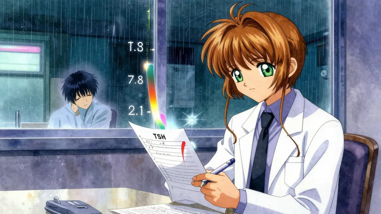 A doctor writes a prescription as animated medical graphs rise from the paper in a warm, magical clinic setting.