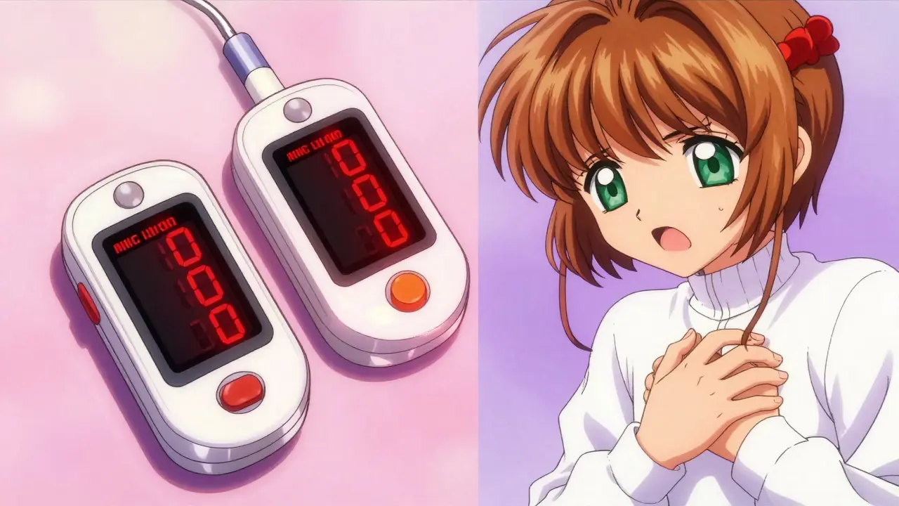 Split-screen anime art showing critical medical vital signs and a person in distress.